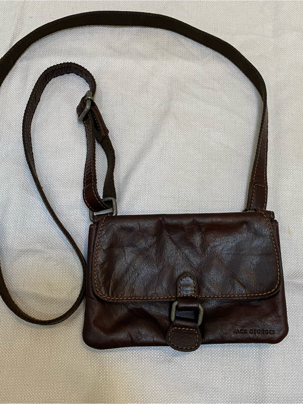 Jack Georges Mini Voyager Leather Crossbody Purse Brown Made in USA  Travel